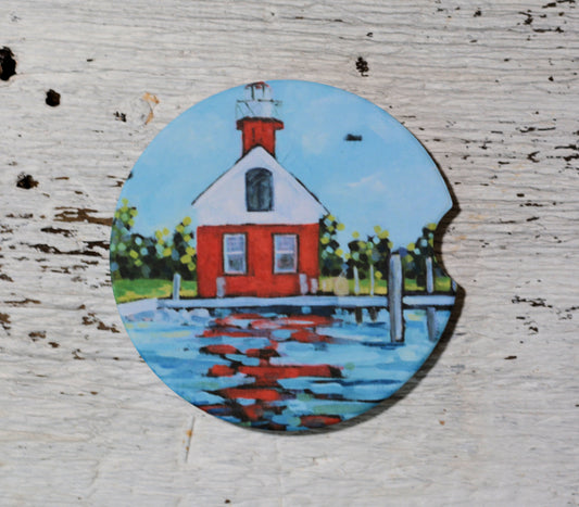 Car Coaster:  Saugatuck Lighthouse. Artist Christi Dreese