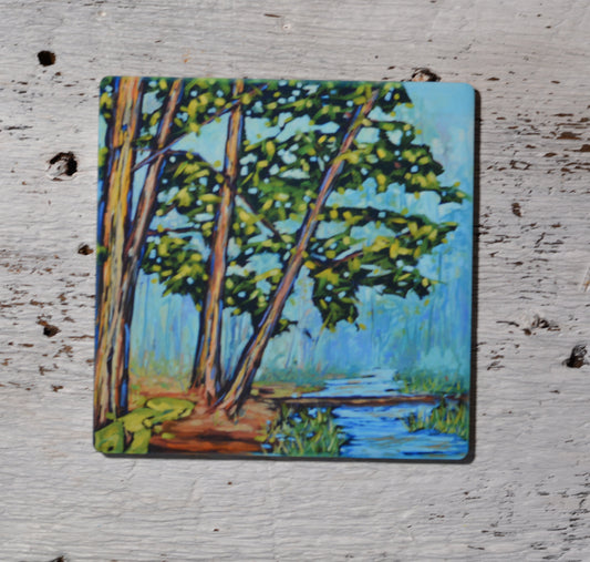 Coaster/ Trivet/ Magnet: Hemlocks Along the River