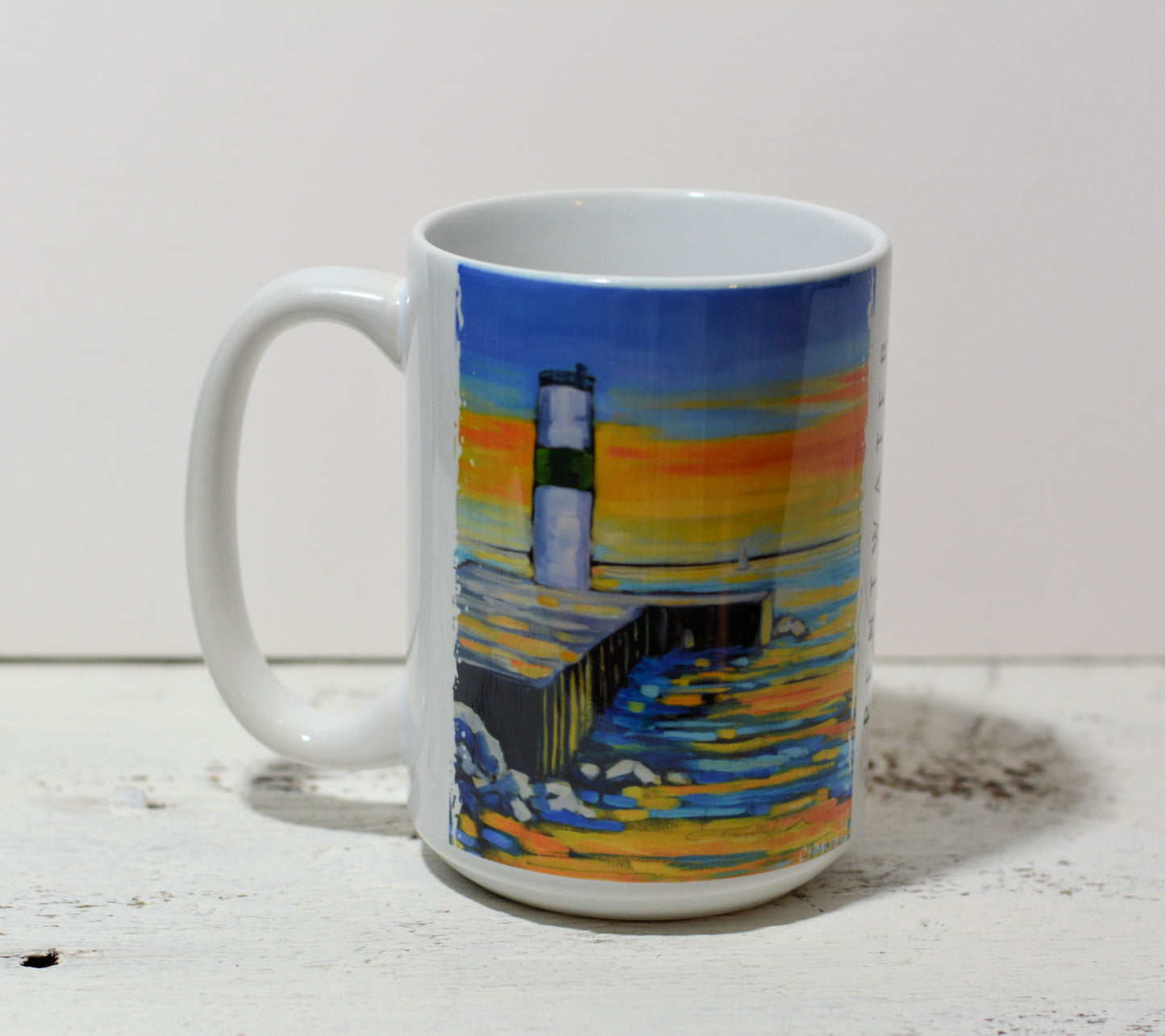 11 oz. and 15 oz Coffee Cup - Pentwater Lighthouse Sunset