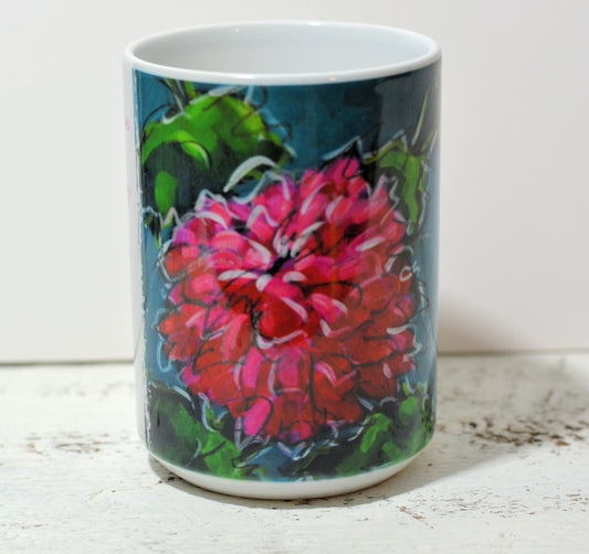 11 oz. and 15 oz Coffee Cup -Pink Chrysanthemum