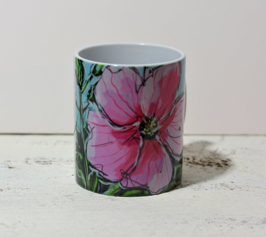 11 oz. and 15 oz Coffee Cup -Pink Hibiscus