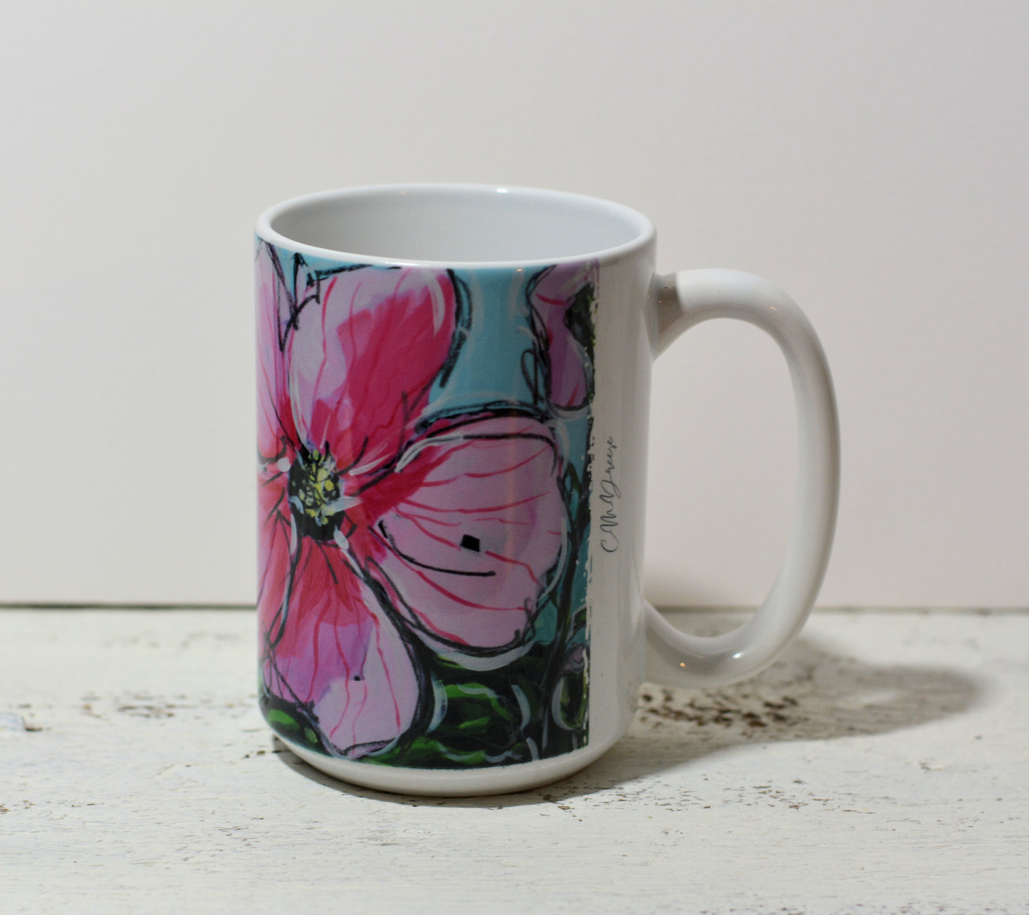 11 oz. and 15 oz Coffee Cup -Pink Hibiscus