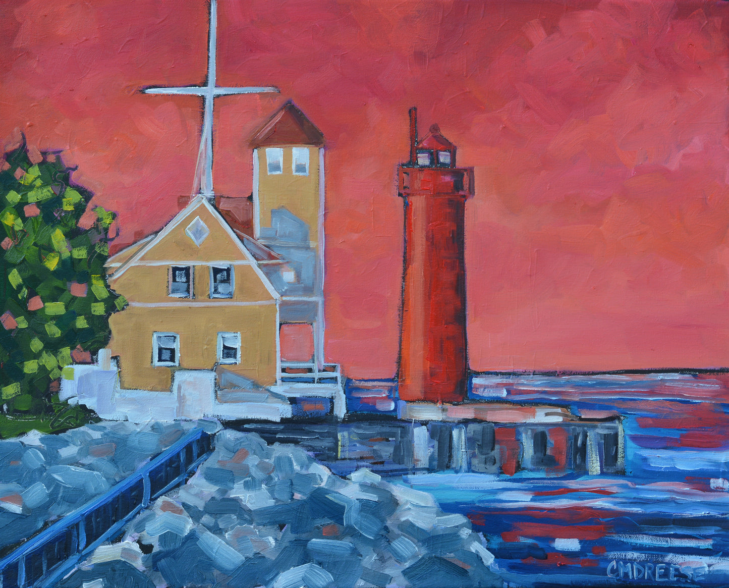 "Muskegon Lighthouse" Oil Painting on Canvas
