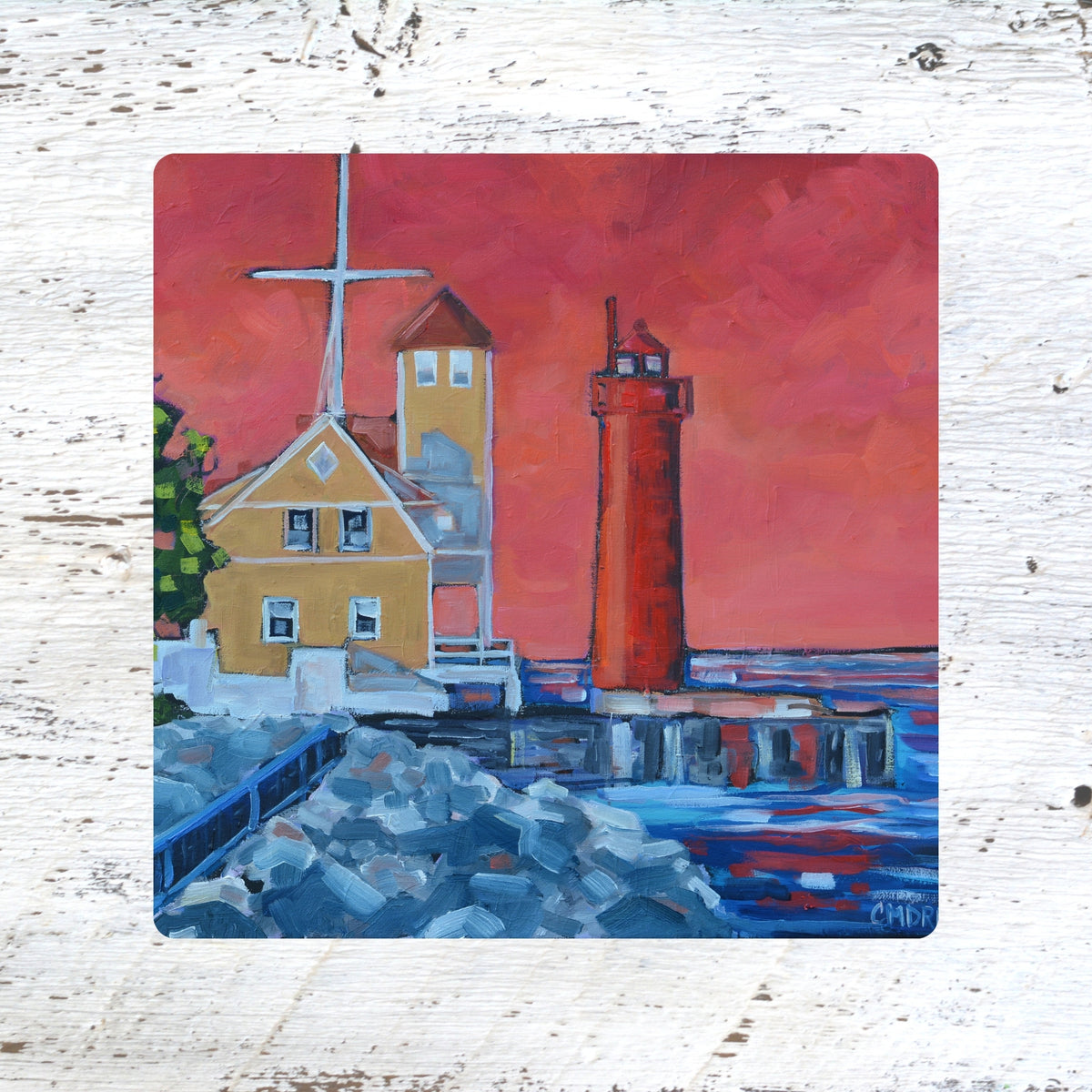 Art Coasters, Trivets & Magnets- Muskegon Lighthouse with Coast Guard Station