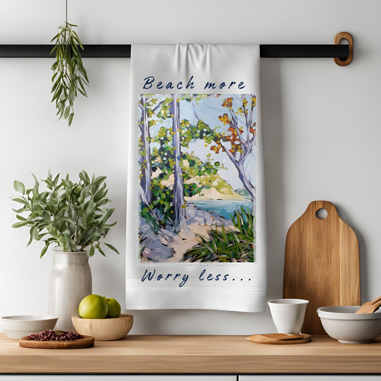 Dish Towel - "Beach More, Worry Less"