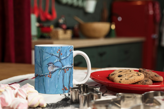 Drinkware - Snowberry Song- Winter Chickadee