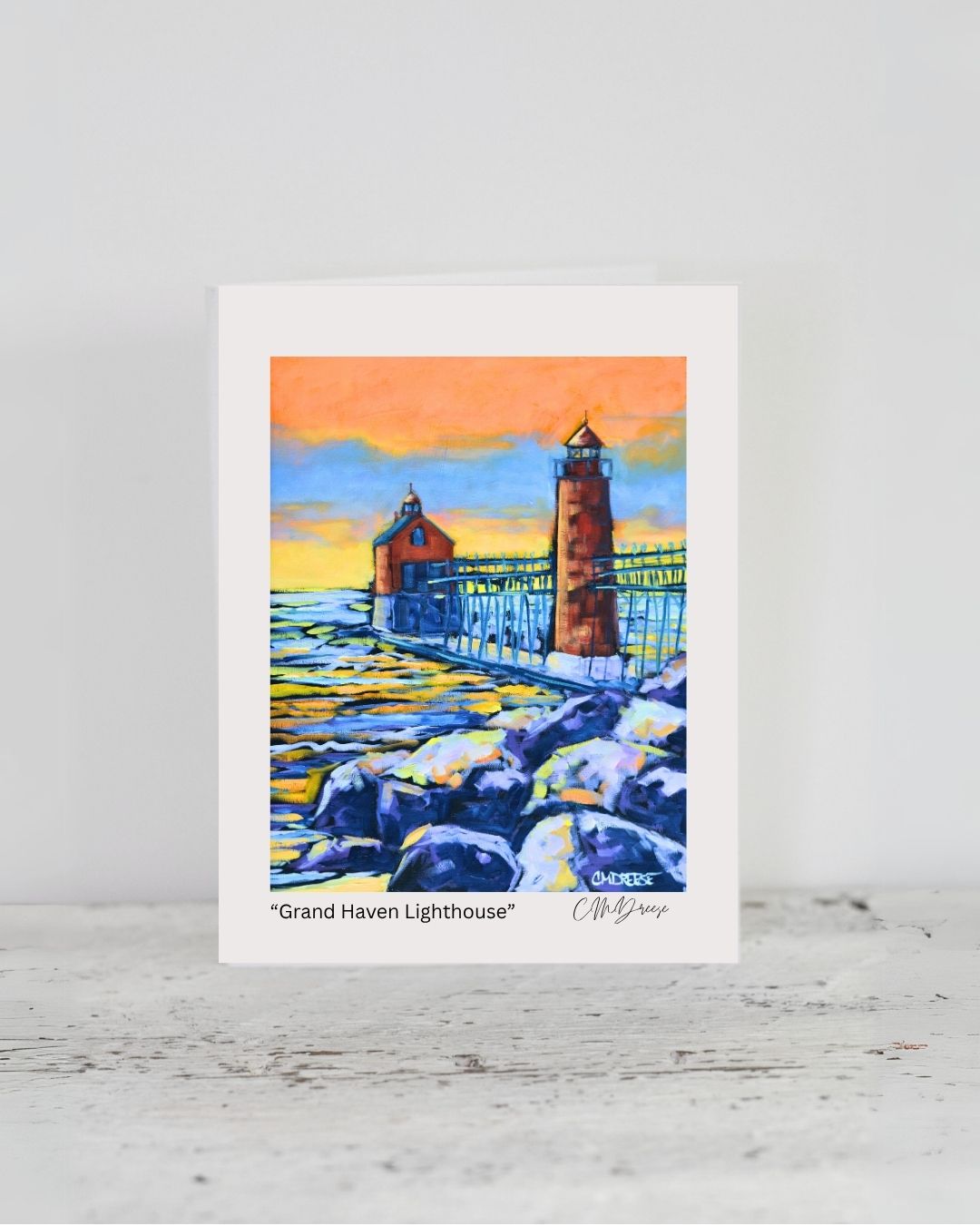 Notecard - Grand Haven Lighthouse/ Burning Sky