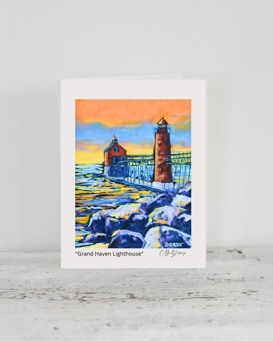 Notecard - Grand Haven Lighthouse/ Burning Sky