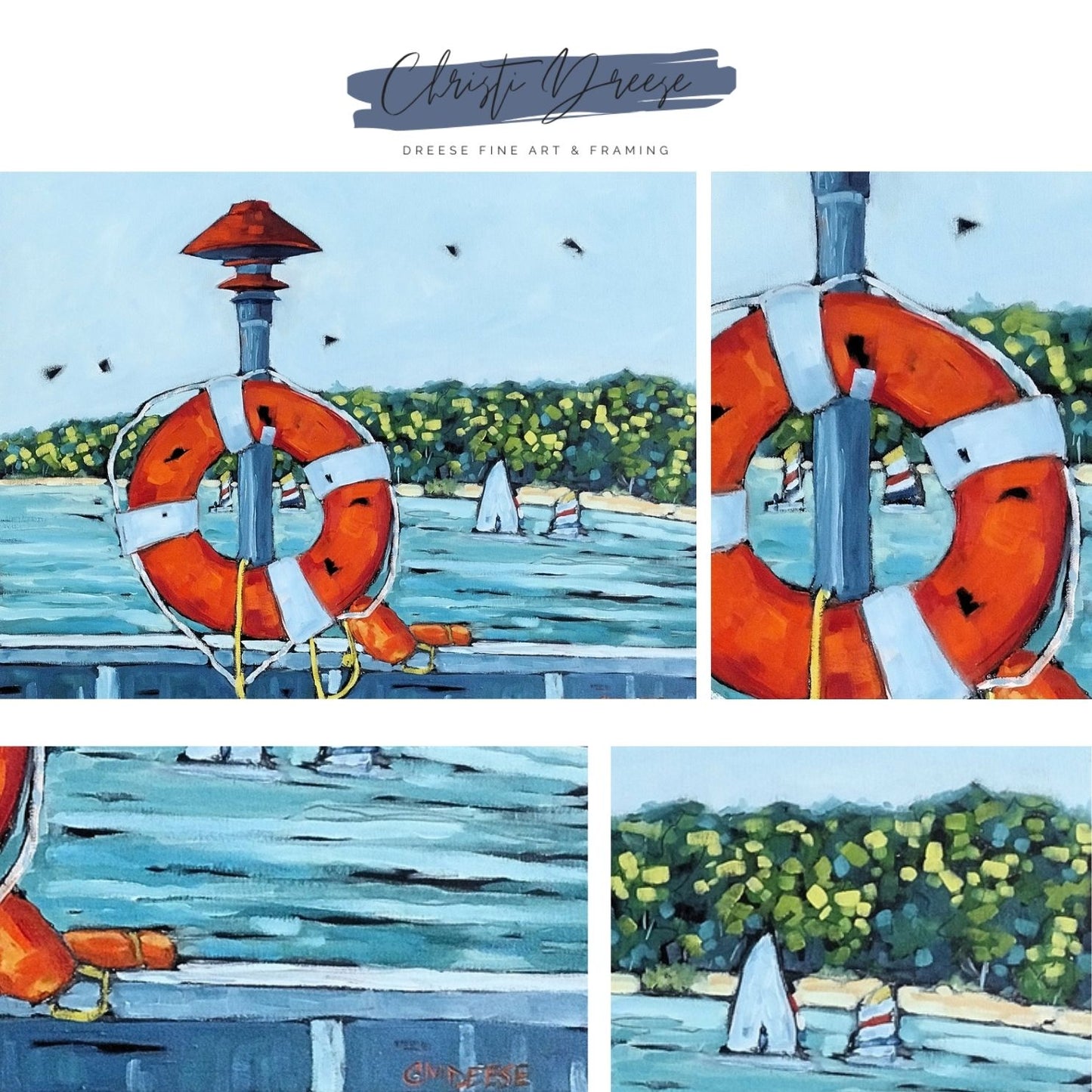 Sailing Through Summer Along the Eastern Shoreline —Giclee Print on Paper or Canvas. Michigan Artist Christi Dreese