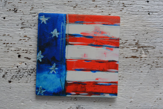 Coaster/ Trivet/ Magnet: Independence Day. American Flag Stripes