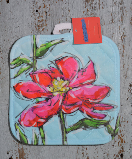 Potholder: Pink Peony. Artist Christi Dreese