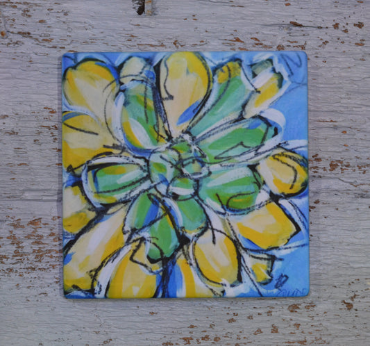 Coaster/ Trivet/ Magnet: Yellow Succulent