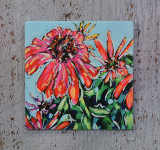 Coaster/ Trivet/ Magnet: Pink Coneflowers