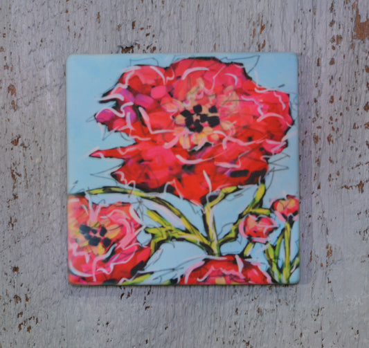 Coaster/ Trivet/ Magnet: Pink Peonies