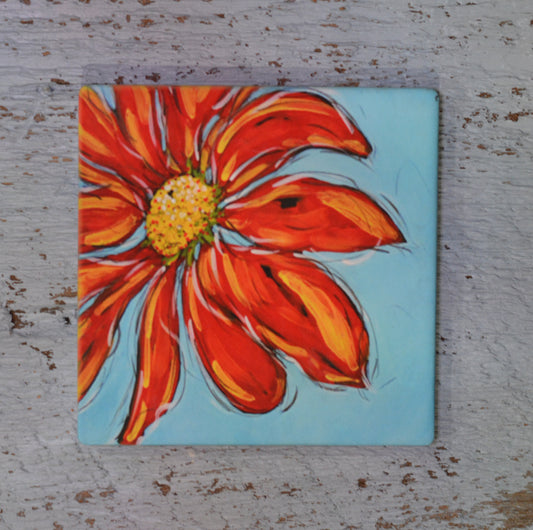 Coaster/ Trivet/ Magnet: Orange Daisy