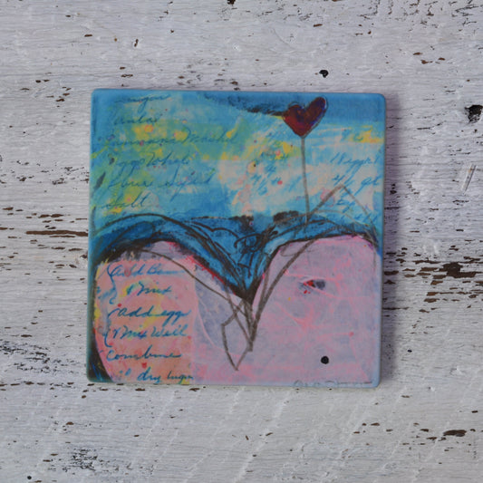 Coaster/ Trivet/ Magnet: Pink Heart.  Spread Love Series.  Valentines Day.