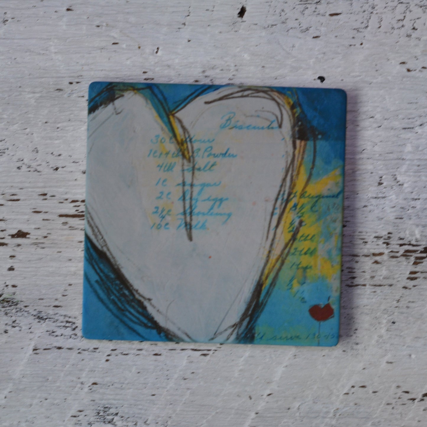 Coaster/ Trivet/ Magnet: White Heart.  Spread Love Series.  Valentines Day.