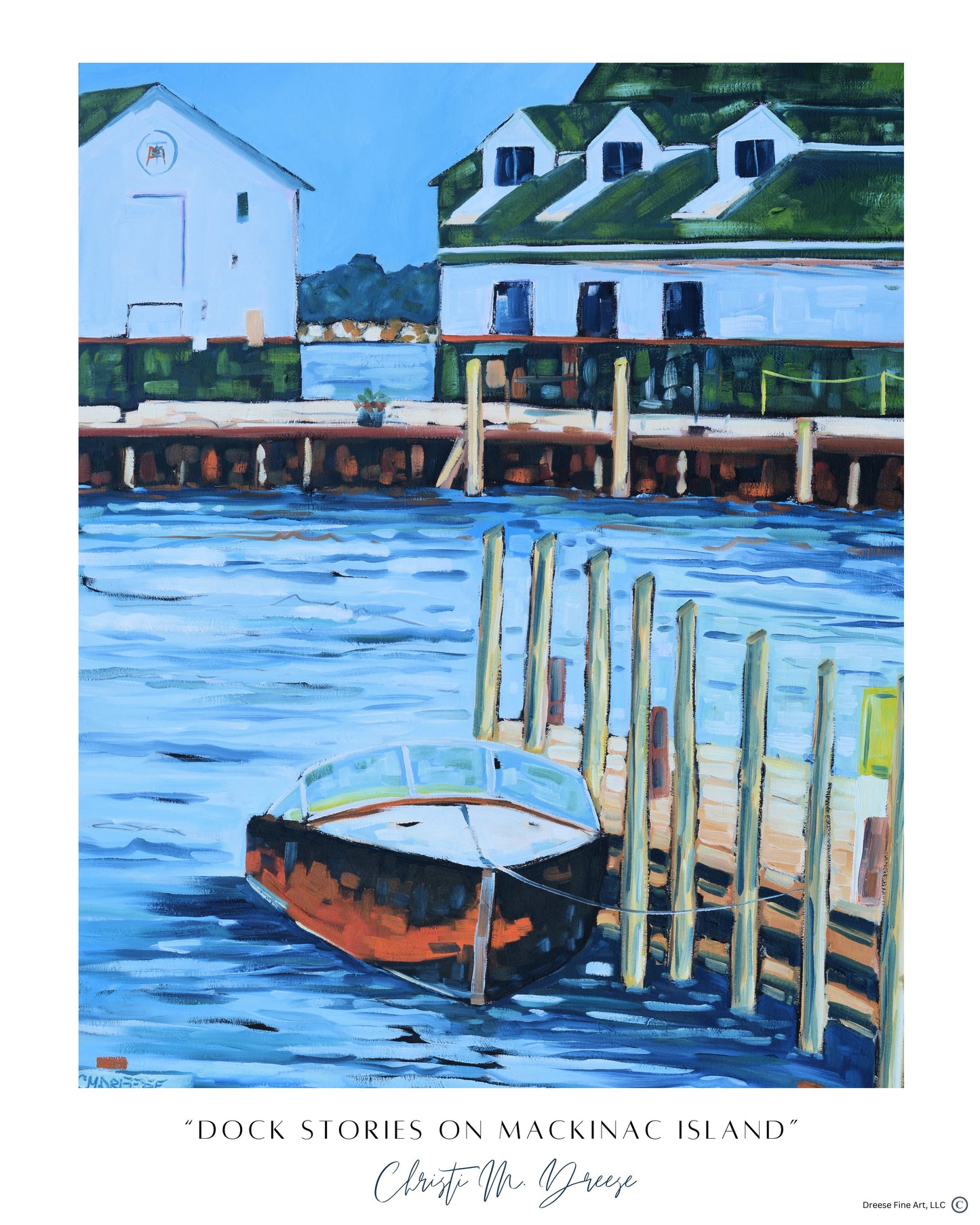 "Dock Stories at Mackinac Island" Print on Paper, Wood Panel Wall Art Home Decor