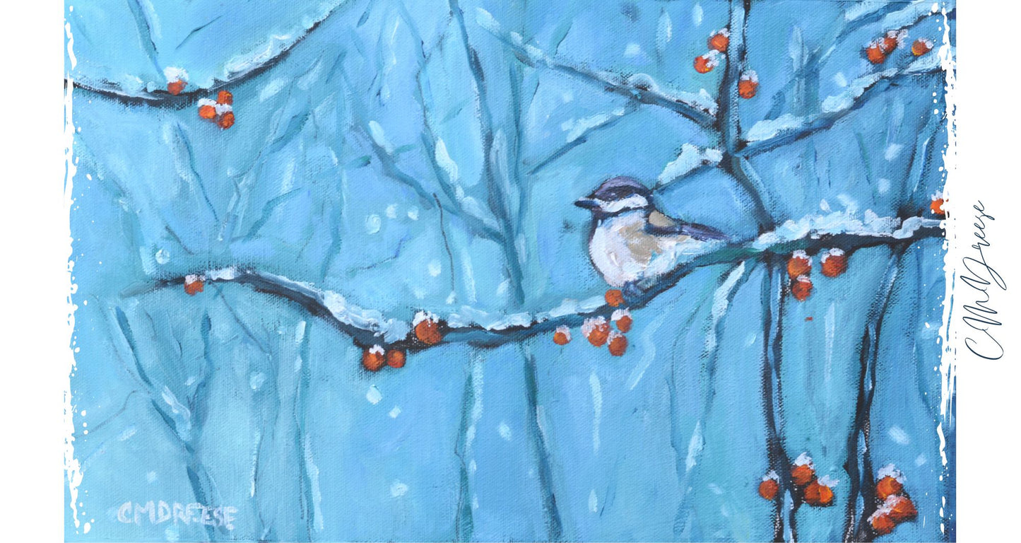 Drinkware - Snowberry Song- Winter Chickadee