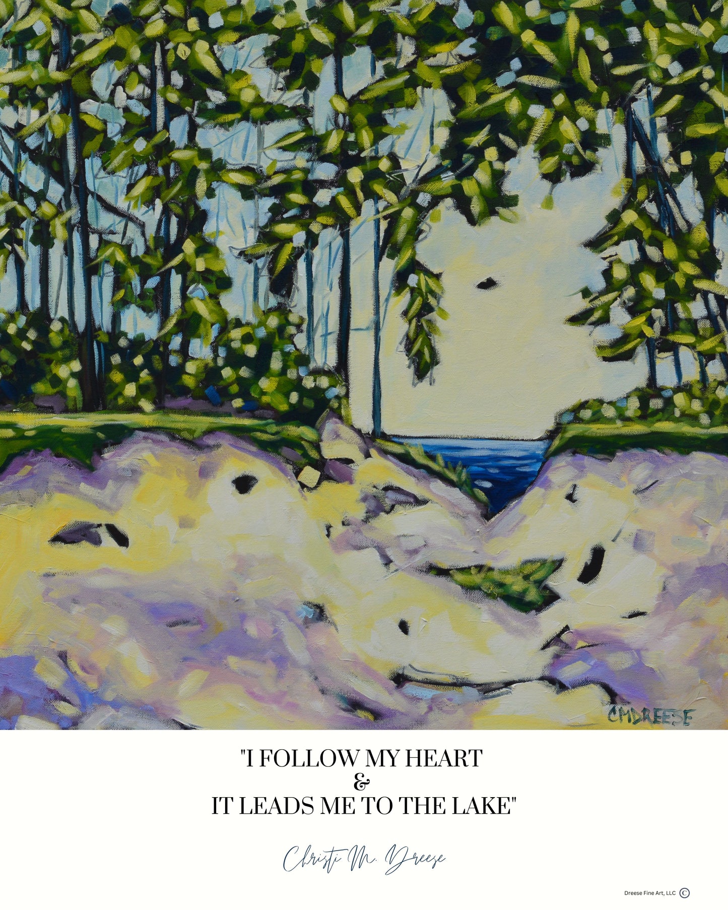 "Lead Me To The Lake" Beach, Lake Print on Paper, Wood Panel - Wall Art Home Decor