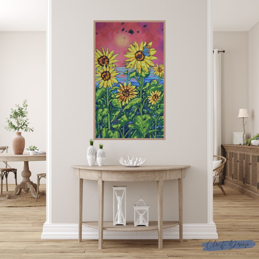"Love Can Rebuild the World" — Original Oil Painting by Christi Dreese | 36"×60" | Sunflowers