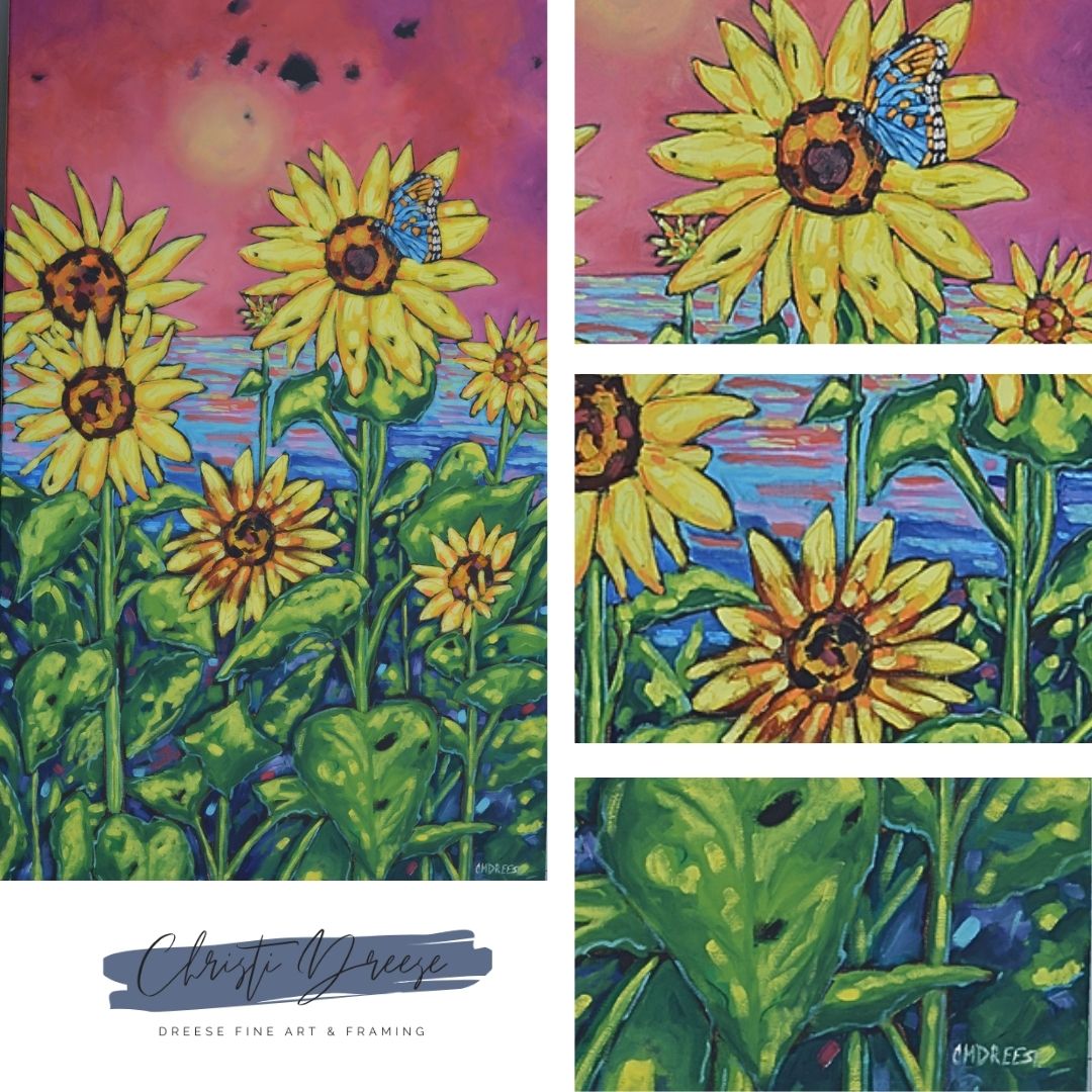 "Love Can Rebuild the World" — Original Oil Painting by Christi Dreese | 36"×60" | Sunflowers