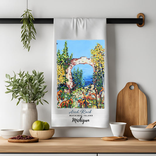 Dish Towel - "Arch Rock- Mackinac Island Kitchen Towel"