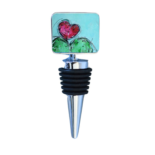 Wine Bottle Stopper: Cactus - Love grows here