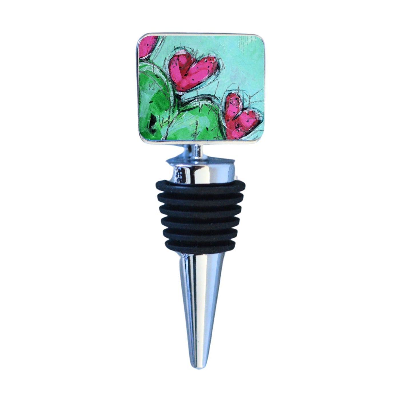 Wine Bottle Stopper: Cactus - Bloom where you are planted