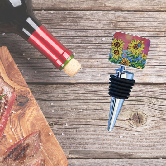 Wine Bottle Stopper: Sunflowers- Love Can Rebuild the World