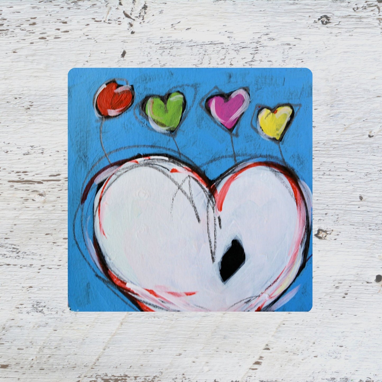 Coaster/ Trivet/ Magnet: Bright White Heart.  Spread Love Series.  Valentines Day.