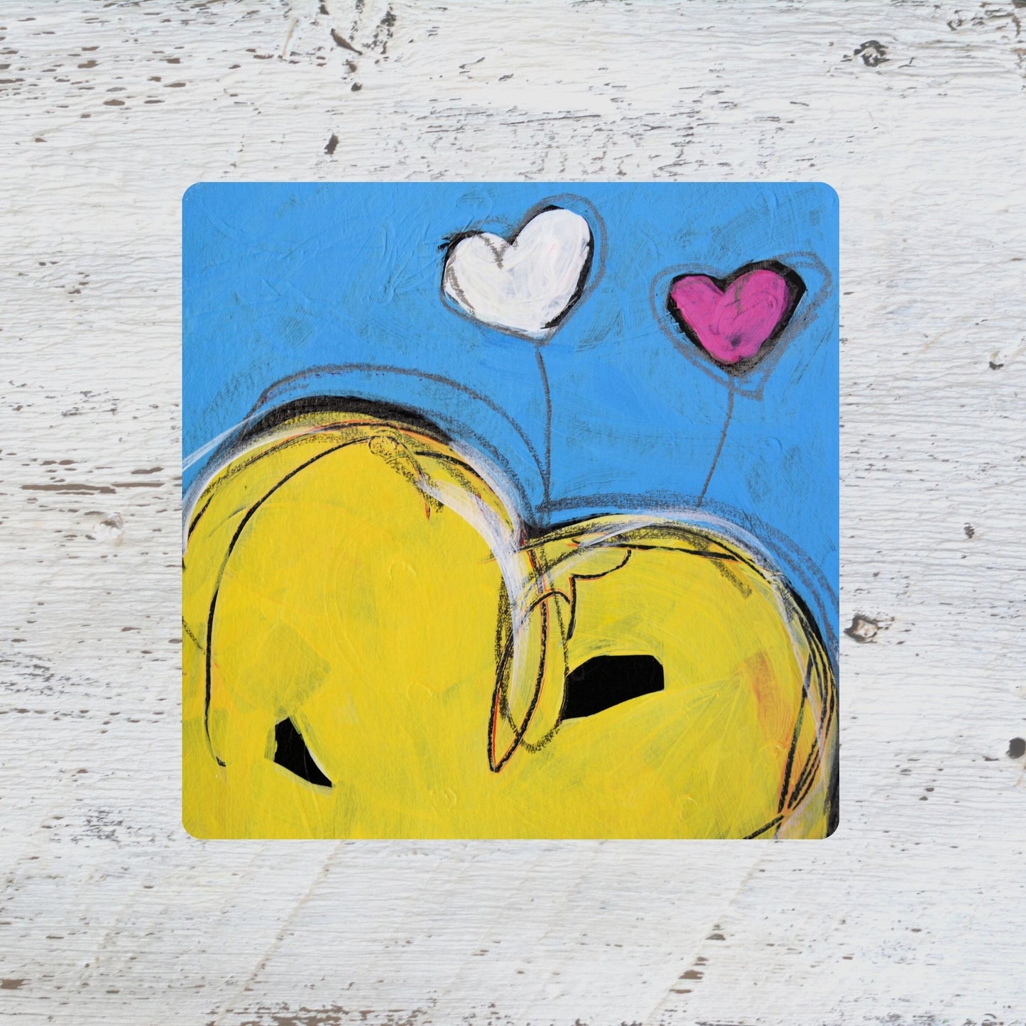 Coaster/ Trivet/ Magnet: Bright Yellow Heart.  Spread Love Series.  Valentines Day.