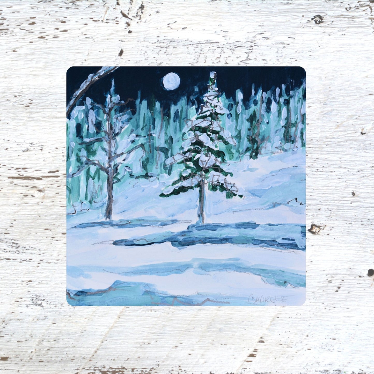 Coaster/ Trivet/ Magnet: Moonlit Stillness - Moon and the Pine Tree