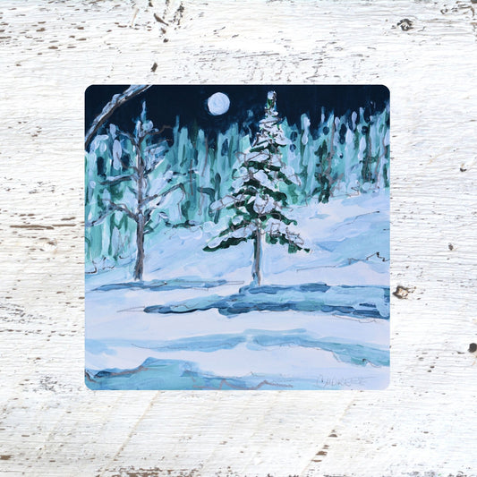 Coaster/ Trivet/ Magnet: Moonlit Stillness - Moon and the Pine Tree