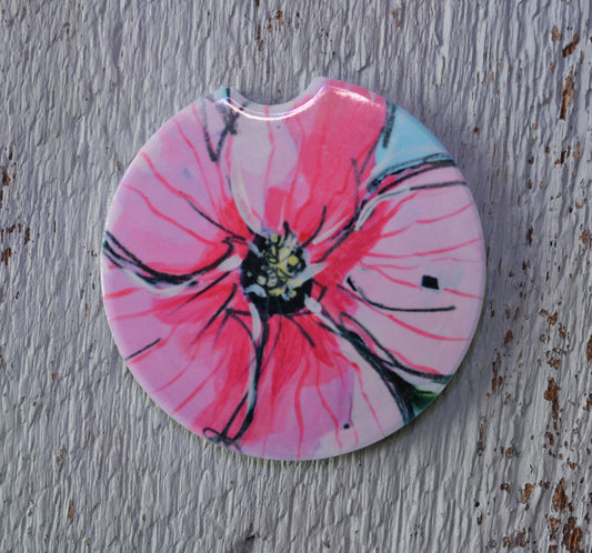 Car Coaster:  Hibiscus. Artist Christi Dreese