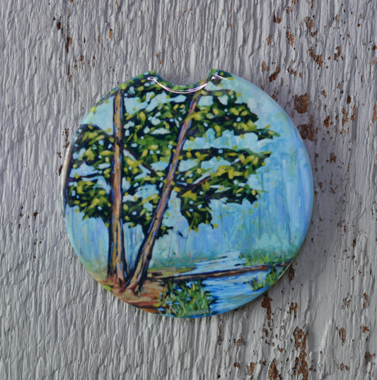 Car Coaster:  Hemlocks Along the River. Artist Christi Dreese