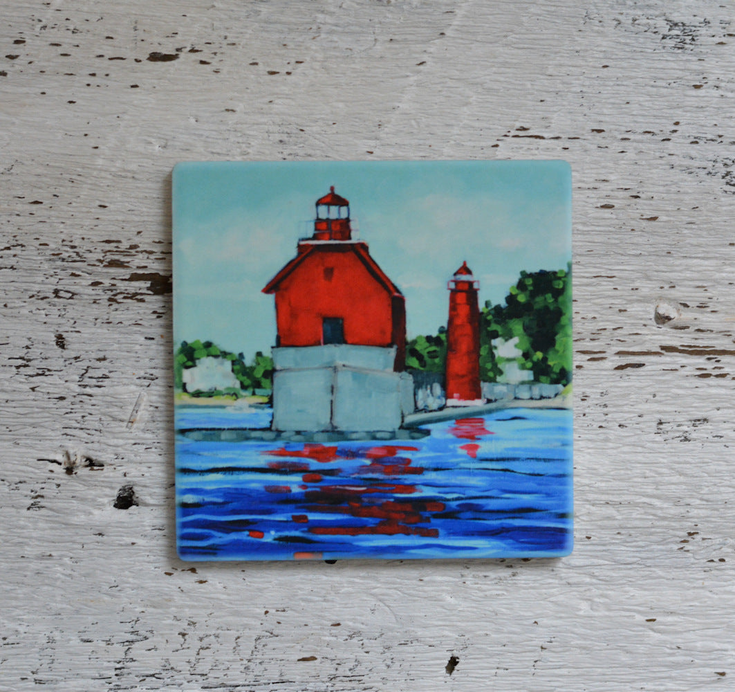 Coaster/ Trivet/ Magnet: Lake View Grand Haven Lighthouse