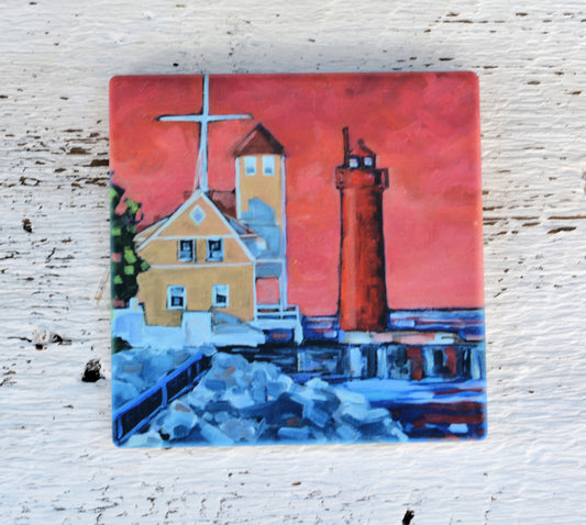 Coaster/ Trivet/ Magnet: Muskegon Lighthouse