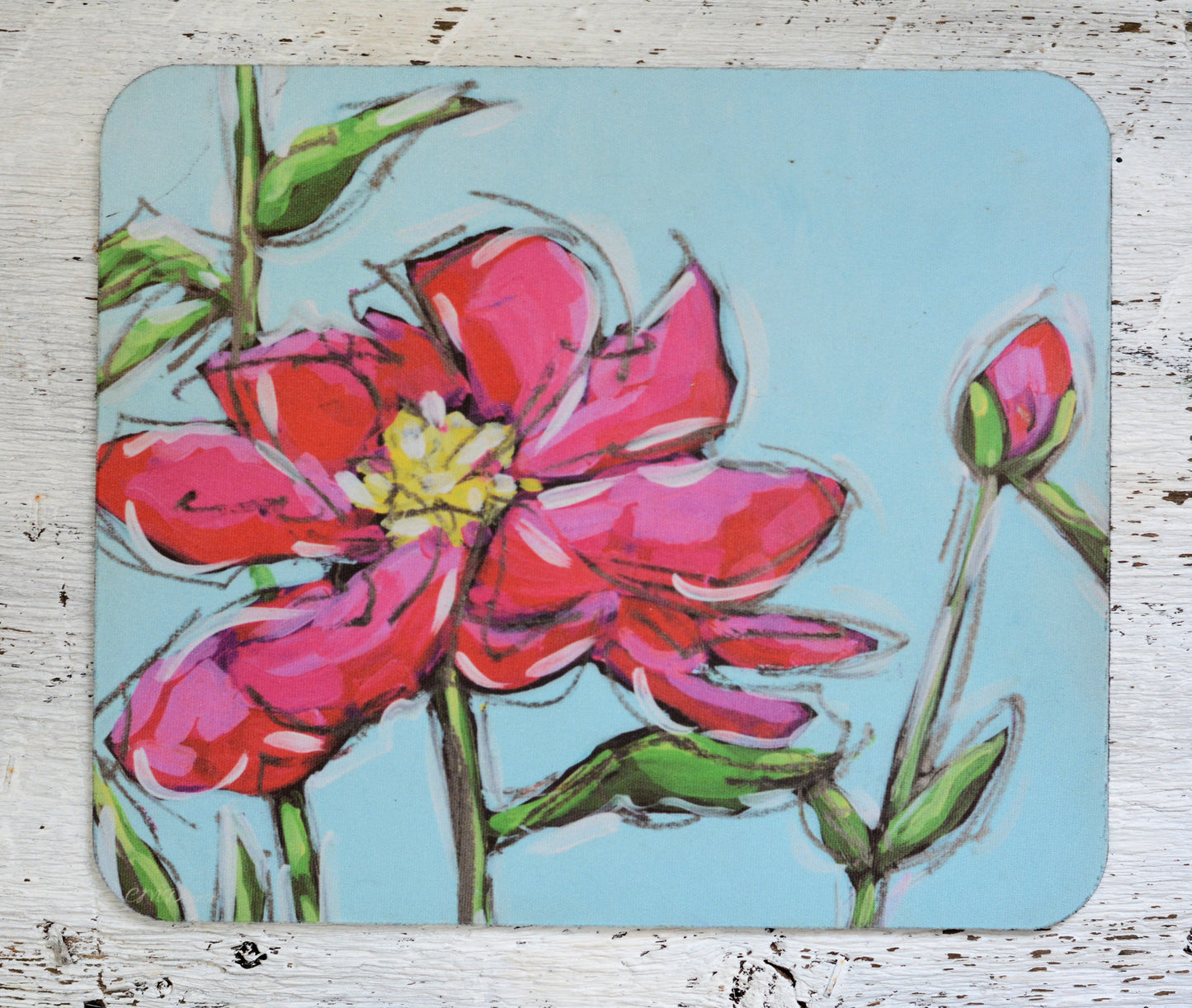 Mousepad: Pink Peony. Bright Flower. Grandmothers Garden Series.