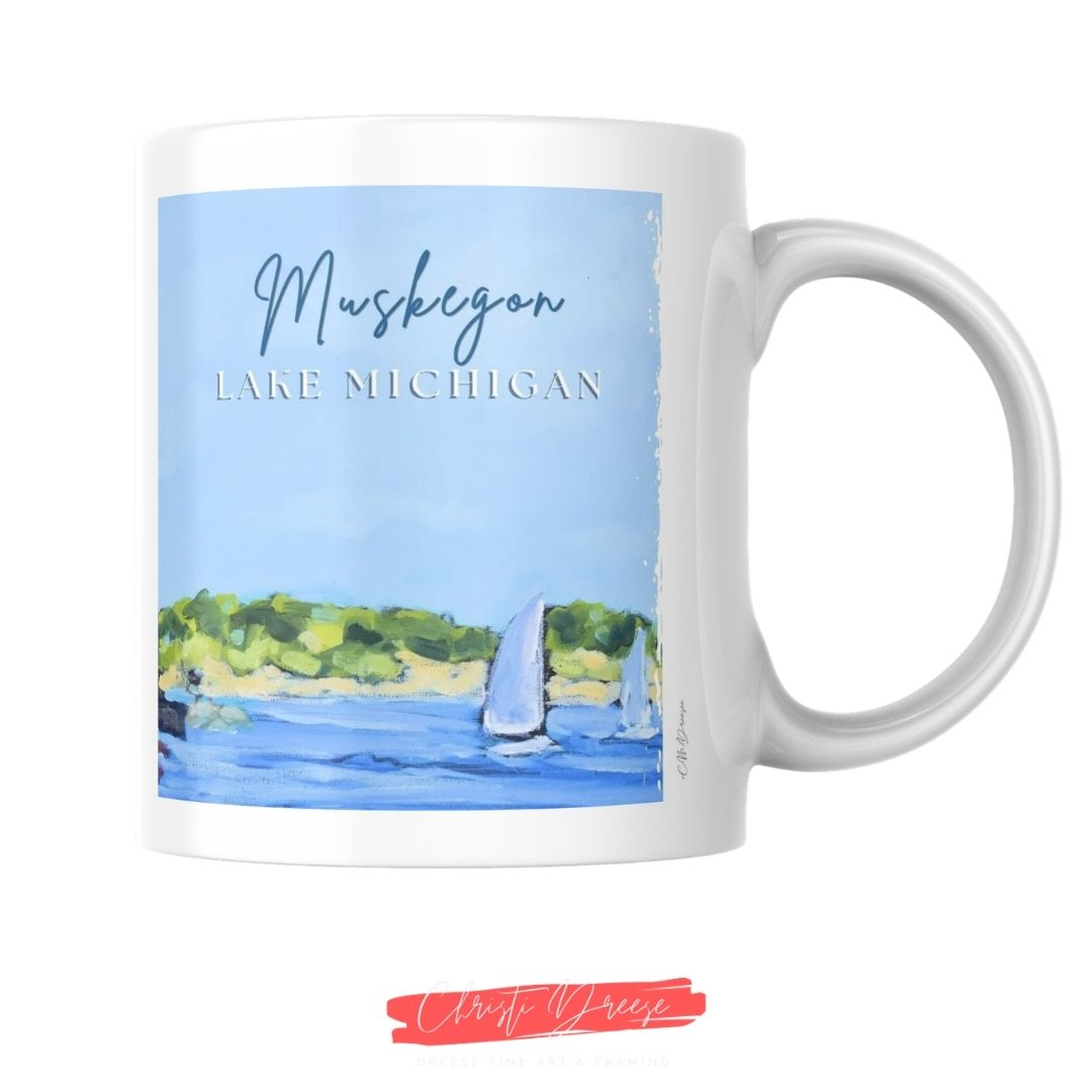 Muskegon Lighthouse -Water View Drinkware – Art Mugs & Tumblers