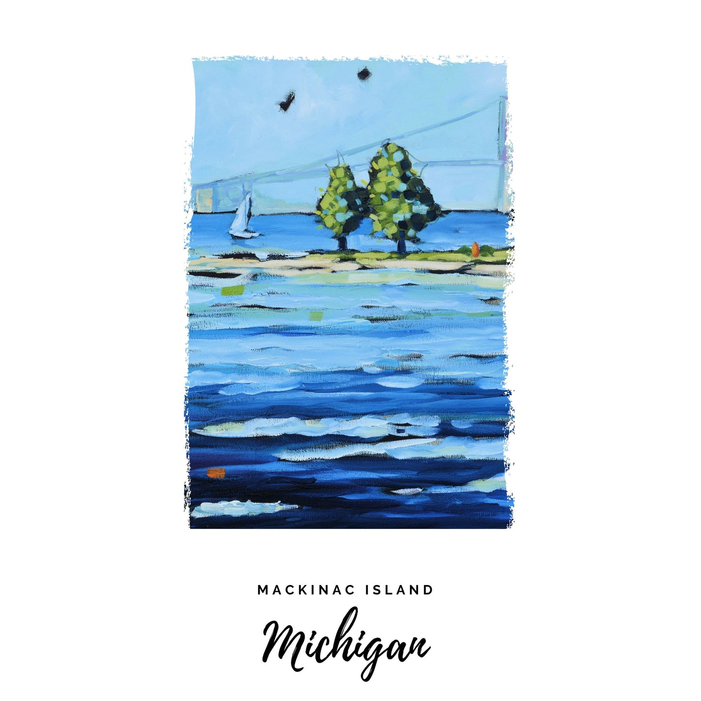 Dish Towel - "Sailing- Mackinac Bridge Kitchen Towel"